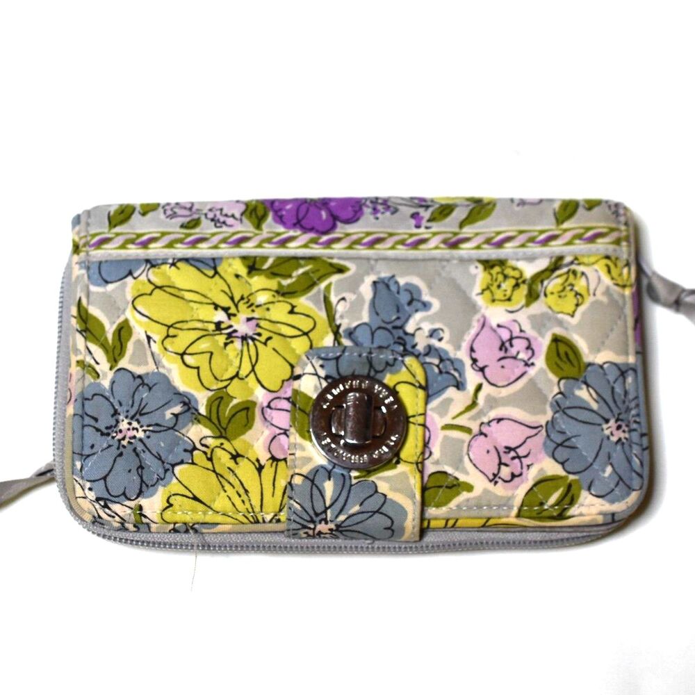 Vera Bradley Water Color Wristlet ID Zip Around All In One Turn Lock Wallet